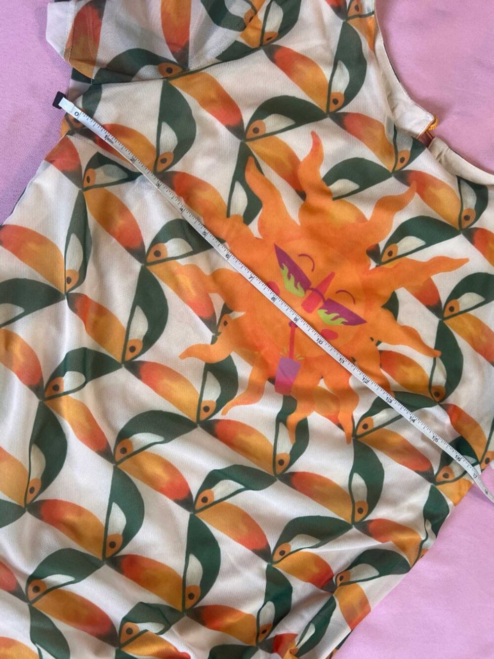 Farm Rio Mesh T-shirt Dress with Sun Motif - Picture 3 of 9